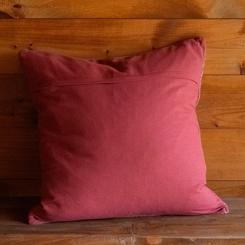 Moroccan Sabra-Inspired Pillow in Spice Red, Back View