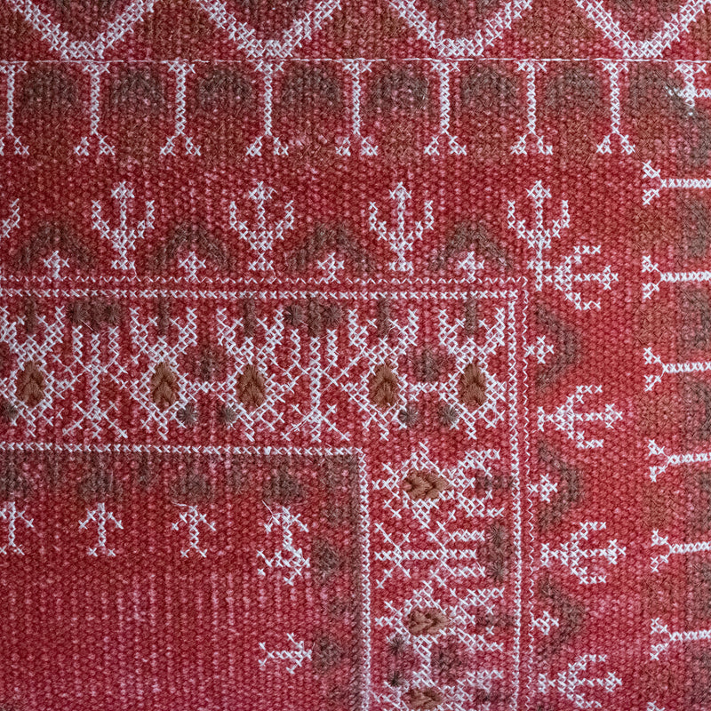 Moroccan Sabra-Inspired Pillow in Spice Red, Detail View