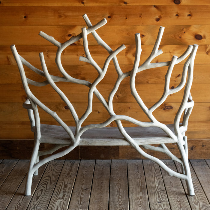 Concrete Faux Bois Branch Bench, Back View