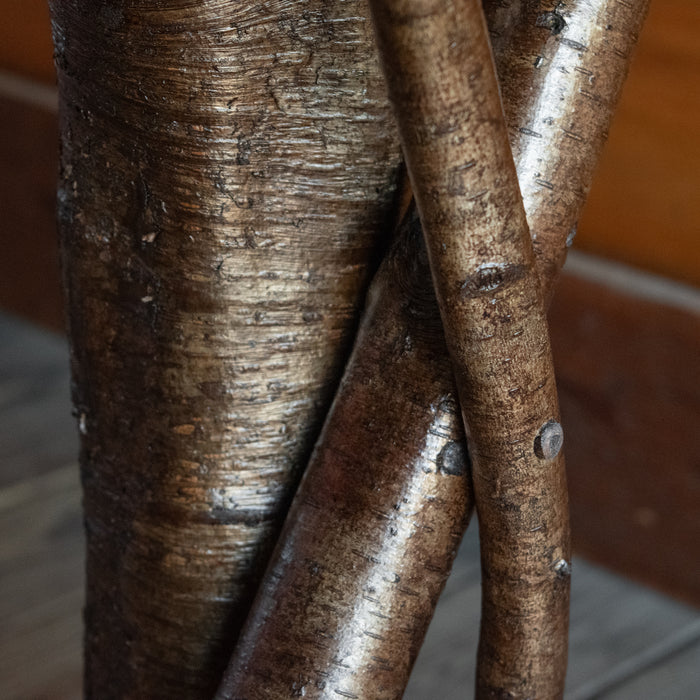 Handcrafted Rustic Root Base Side Table with Octagonal Mosaic Top, Base Detail