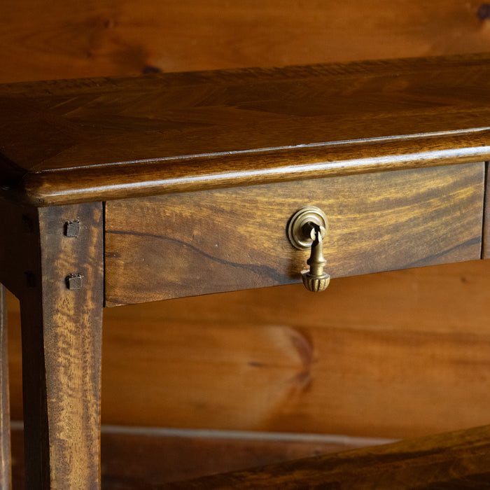 Rustic Narrow Entryway Table with Four Drawers and Full-Length Shelves, Drawer Detail