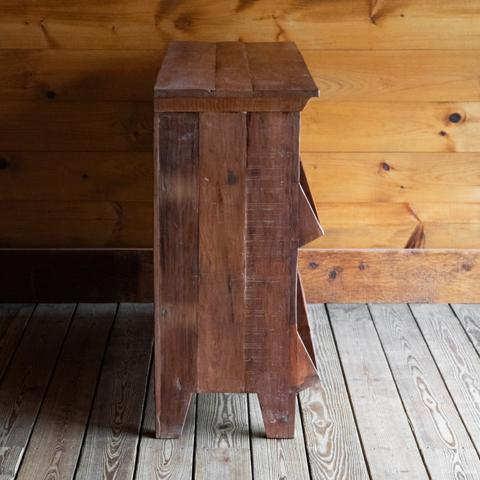 Rustic Reclaimed Wood Cubby with Six Open Compartments, Profile View